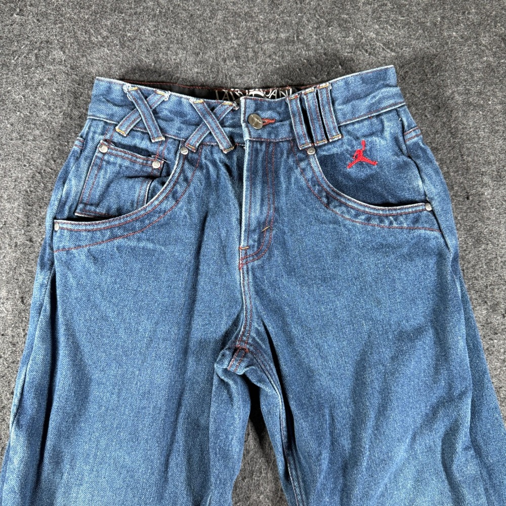 Jordan Brand Kids Wide Leg Denim Jeans Blue Red Stitch Jumpman Size 10 12710